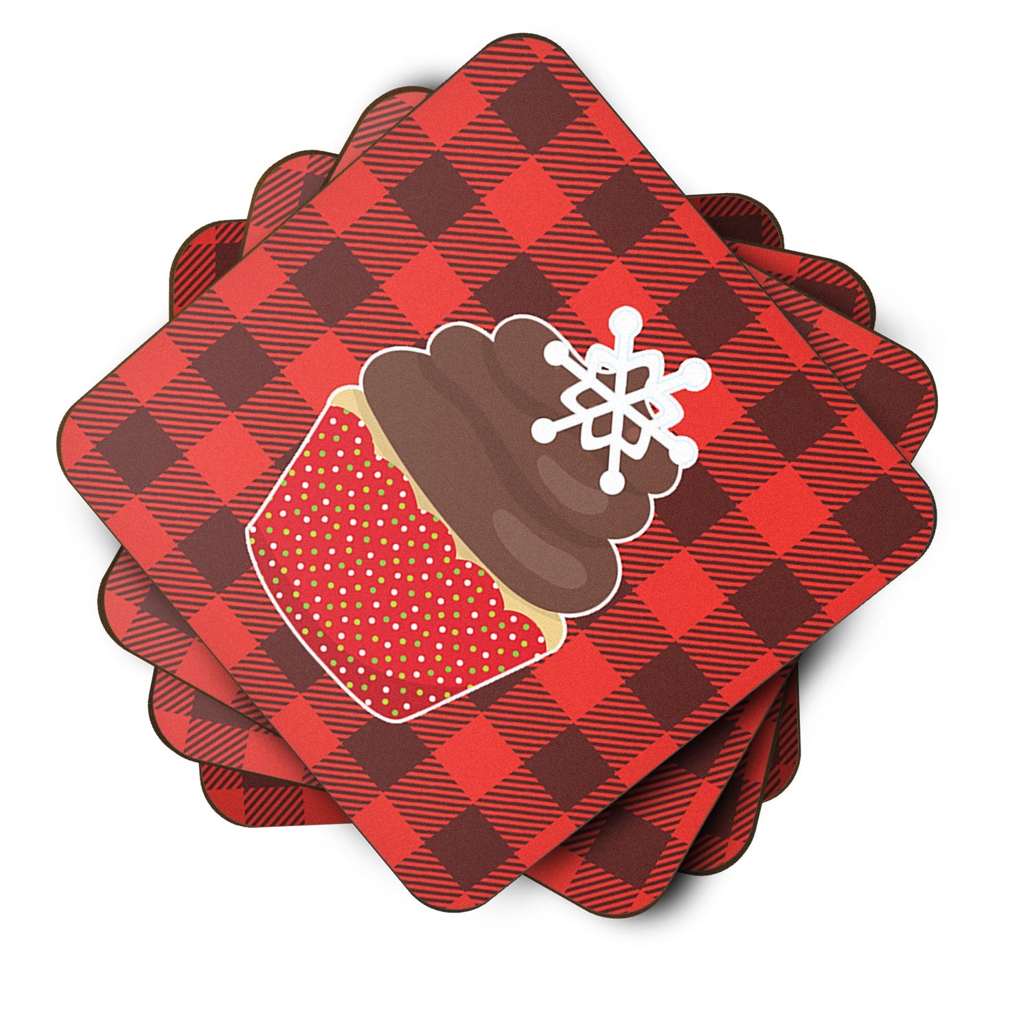 Christmas Cupcake Foam Coasters Set of 4 Cup Coasters for Indoor Outdoor, Tabletop Protection, Anti Slip, Mouse pad Material