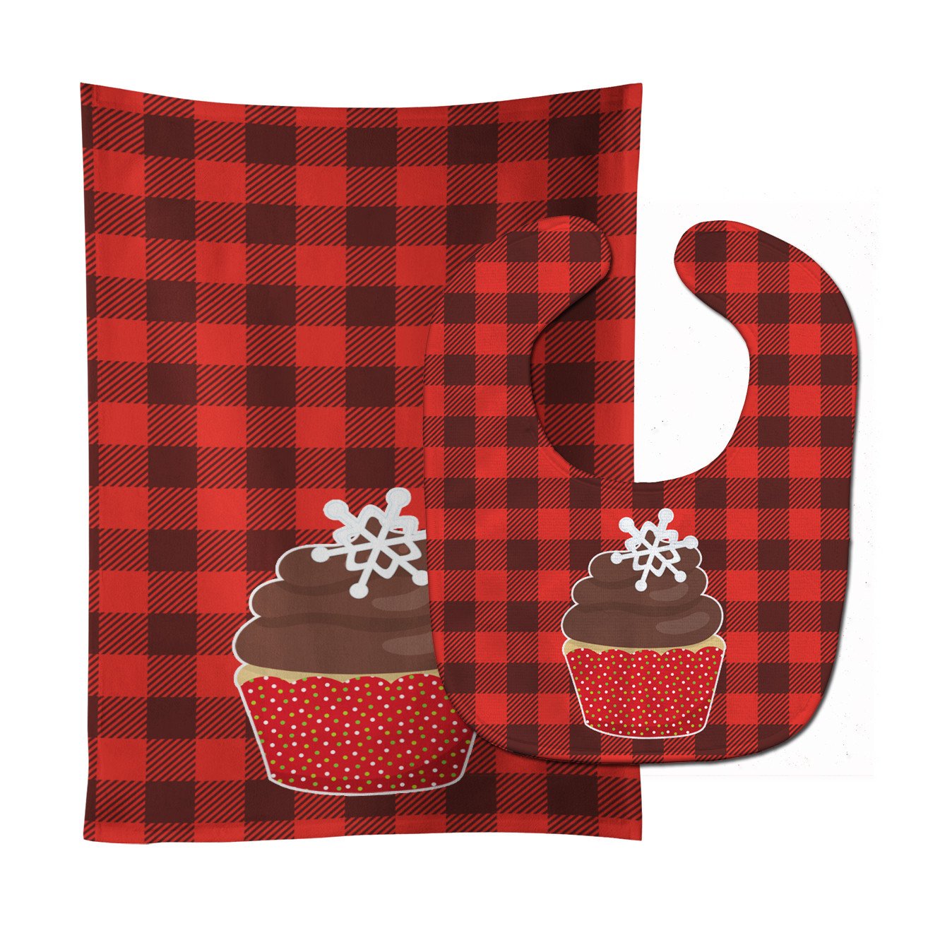 Christmas Cupcake Baby Bib & Burp Cloth Easy-Clean Baby Bib Baby Feeding Accessory Baby Mealtime Essential