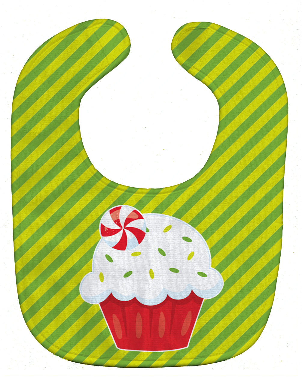 Christmas Pepermint Cupcake Baby Bib Easy-Clean Baby Bib Baby Feeding Accessory Baby Mealtime Essential, 10 x 13, Multicolor