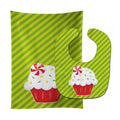 Christmas Pepermint Cupcake Baby Bib & Burp Cloth Easy-Clean Baby Bib Baby Feeding Accessory Baby Mealtime Essential