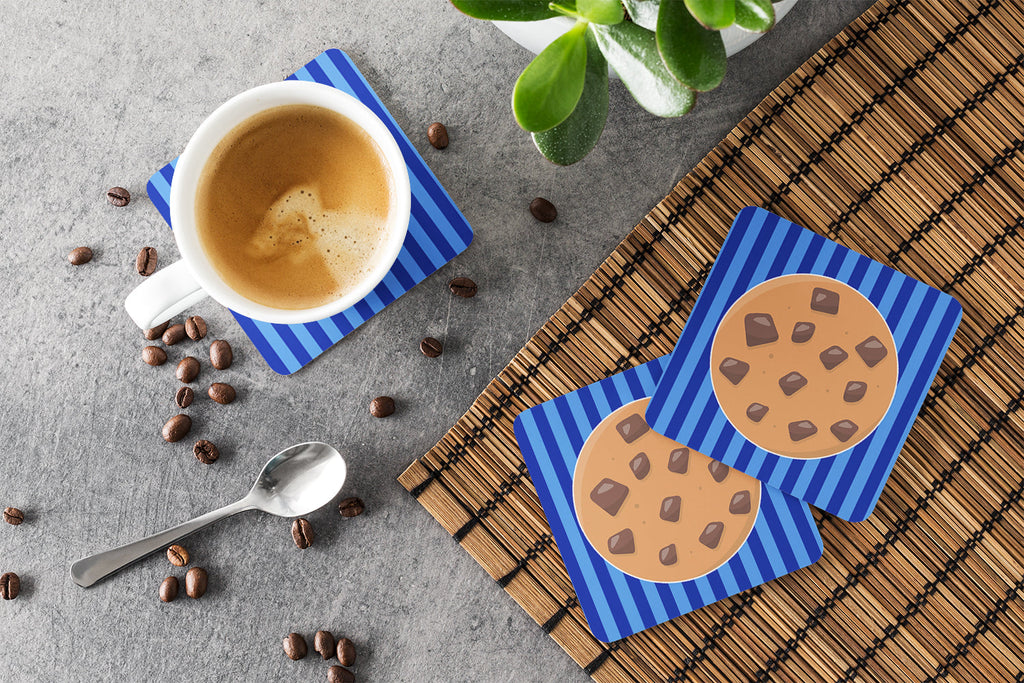 Cookie Monster Foam Coasters Set of 4 Cup Coasters for Indoor Outdoor, Tabletop Protection, Anti Slip, Mouse pad Material