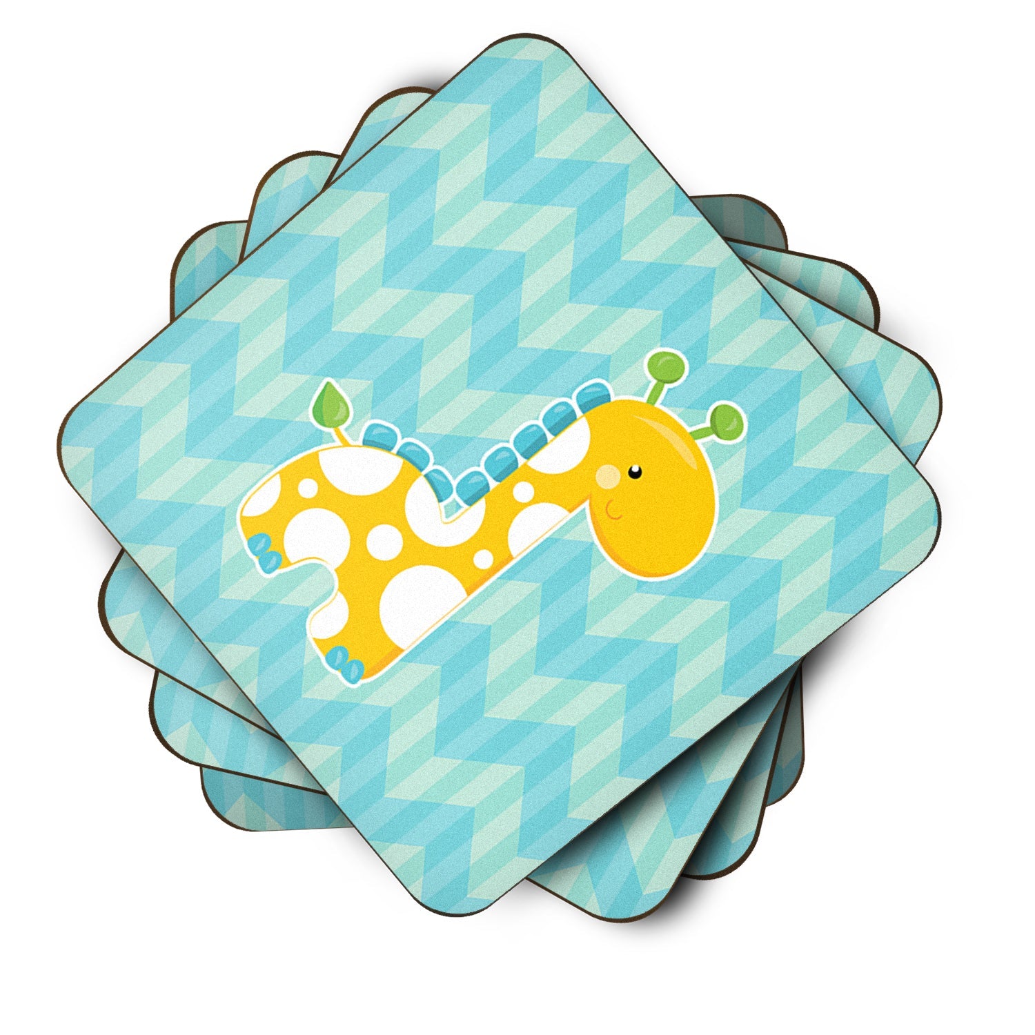 Boy Giraffe Foam Coasters Set of 4 Cup Coasters for Indoor Outdoor, Tabletop Protection, Anti Slip, Mouse pad Material