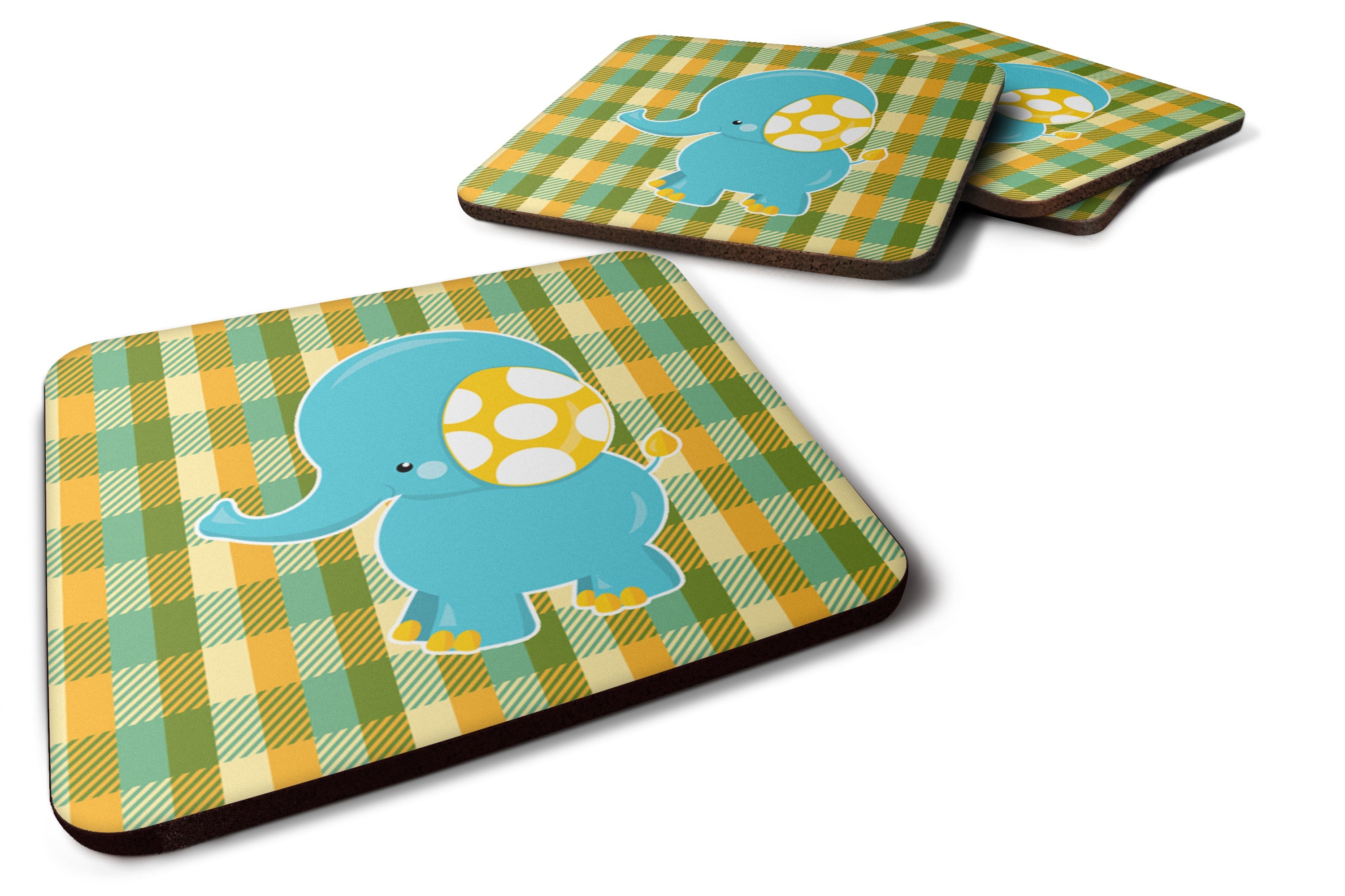 Boy Elephant Foam Coasters Set of 4 Cup Coasters for Indoor Outdoor, Tabletop Protection, Anti Slip, Mouse pad Material
