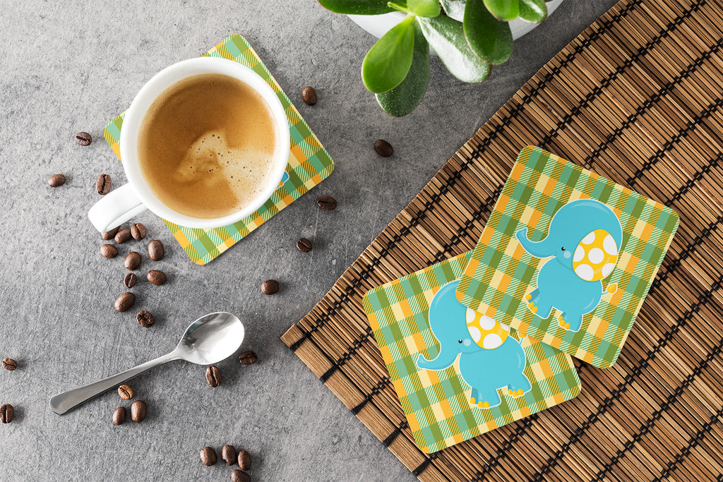 Boy Elephant Foam Coasters Set of 4 Cup Coasters for Indoor Outdoor, Tabletop Protection, Anti Slip, Mouse pad Material