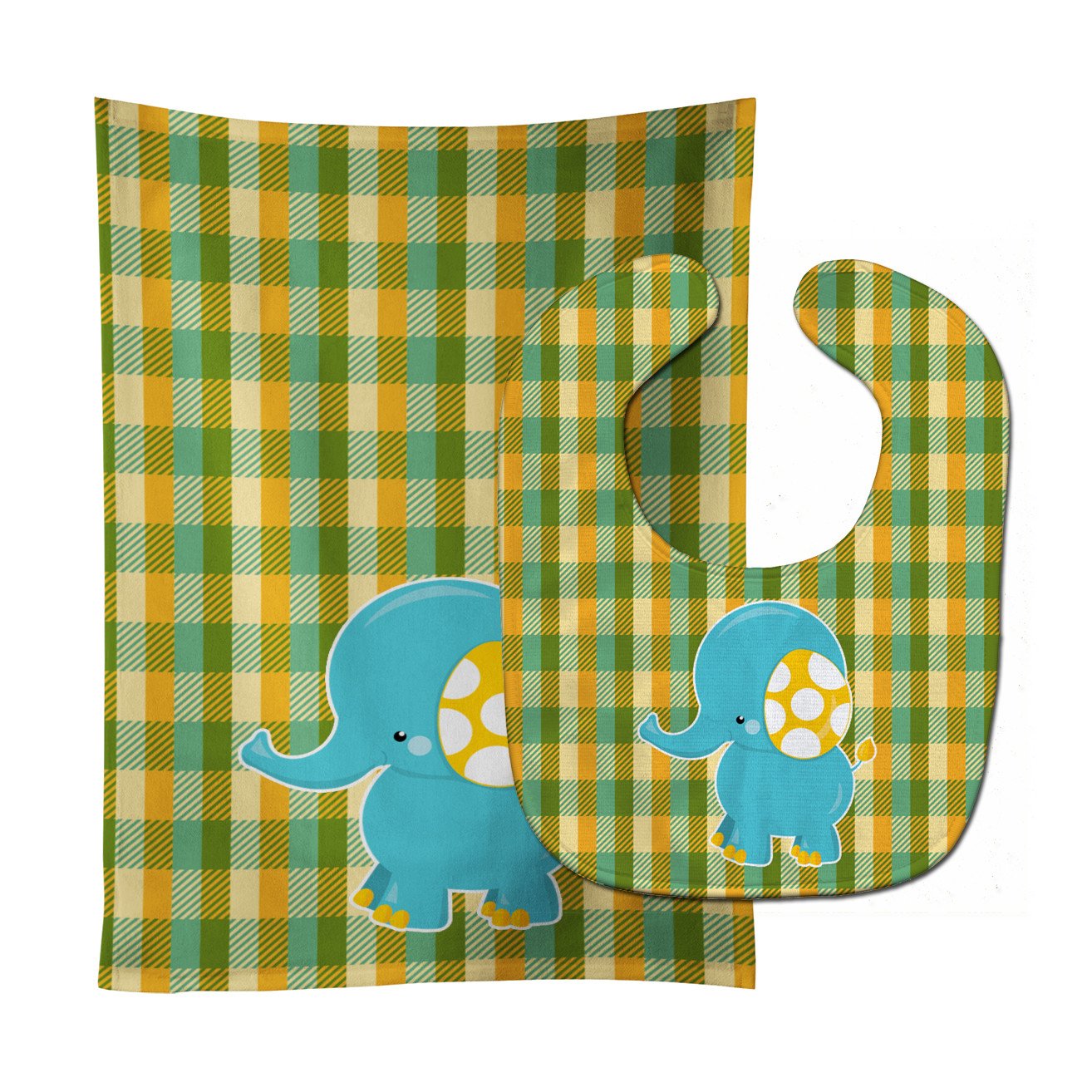 Boy Elephant Baby Bib & Burp Cloth Easy-Clean Baby Bib Baby Feeding Accessory Baby Mealtime Essential