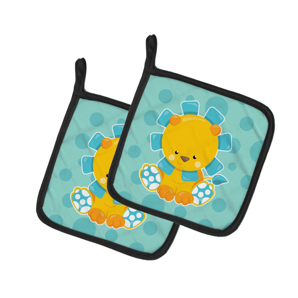 Boy Lion Pot Holder Set of 2 Heat Resistant Quilted Hot Pads 7.5 x 7.5 Inch, Insulated Kitchen Trivets for Cooking & Baking