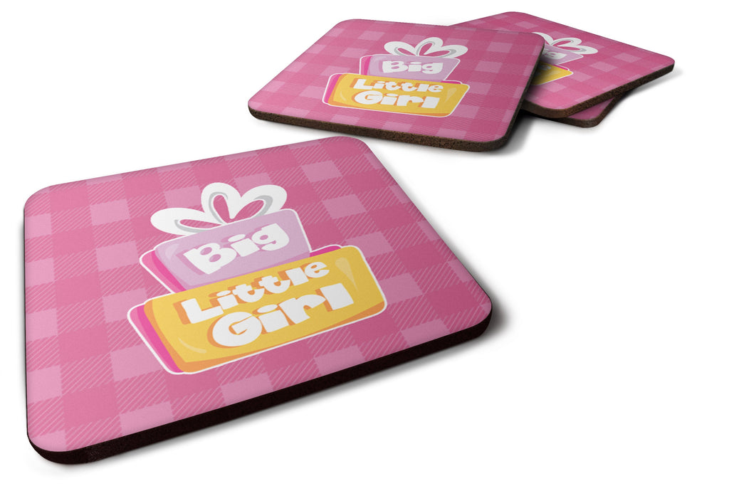 Big Little Girl Foam Coasters Set of 4 Cup Coasters for Indoor Outdoor, Tabletop Protection, Anti Slip, Mouse pad Material