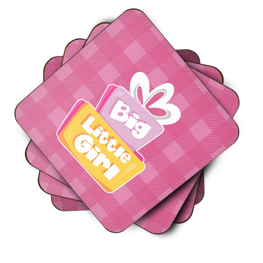 Big Little Girl Foam Coasters Set of 4 Cup Coasters for Indoor Outdoor, Tabletop Protection, Anti Slip, Mouse pad Material