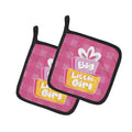 Big Little Girl Pot Holder Set of 2 Heat Resistant Quilted Hot Pads 7.5 x 7.5 Inch, Insulated Kitchen Trivets for Cooking & Baking