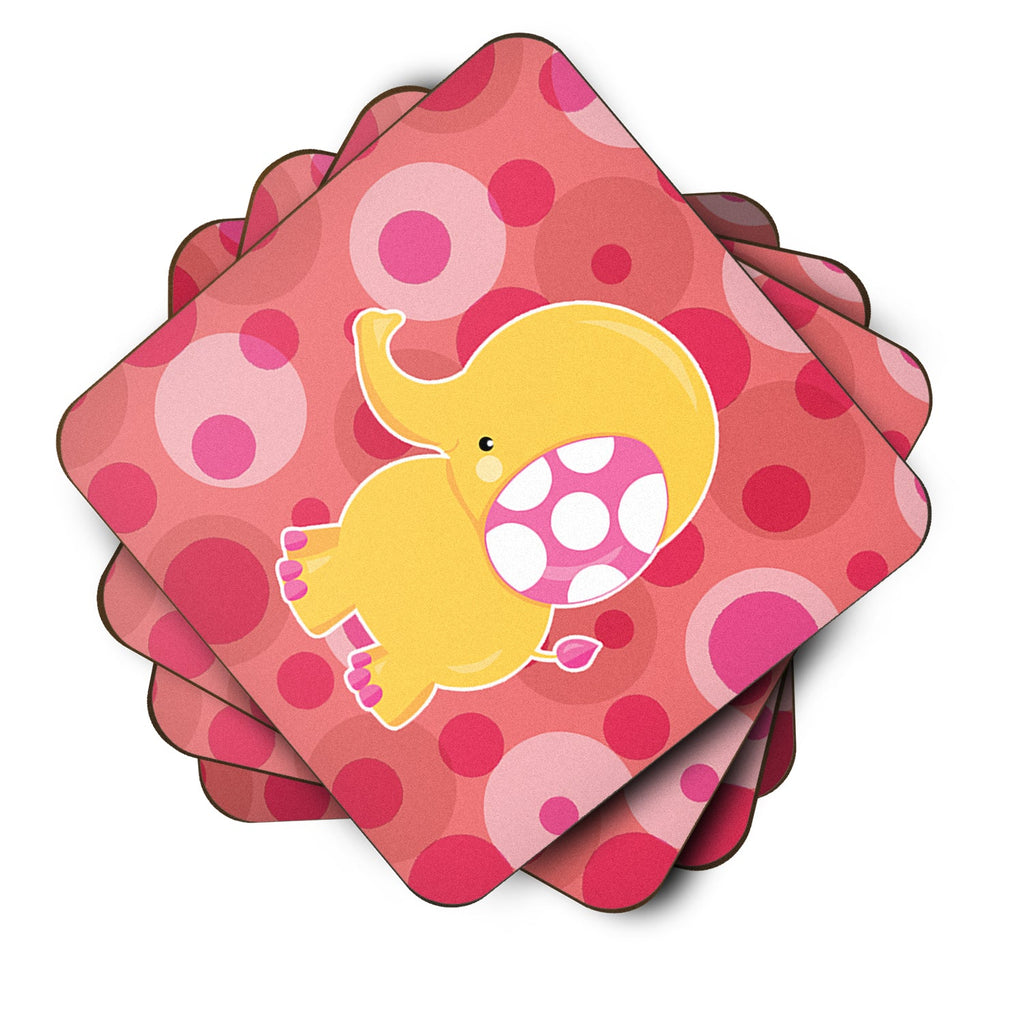 Girl Elephant Foam Coasters Set of 4 Cup Coasters for Indoor Outdoor, Tabletop Protection, Anti Slip, Mouse pad Material