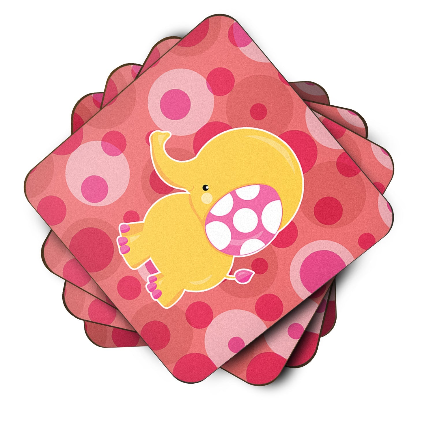 Girl Elephant Foam Coasters Set of 4 Cup Coasters for Indoor Outdoor, Tabletop Protection, Anti Slip, Mouse pad Material