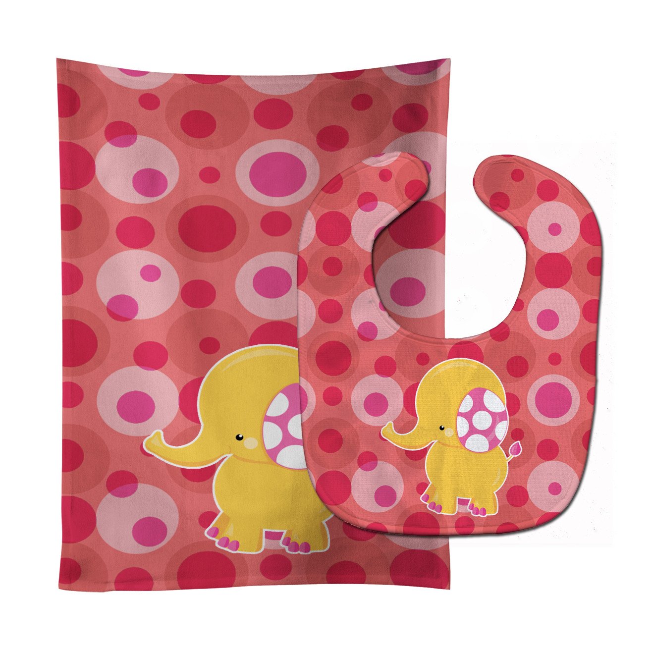 Girl Elephant Baby Bib & Burp Cloth Easy-Clean Baby Bib Baby Feeding Accessory Baby Mealtime Essential