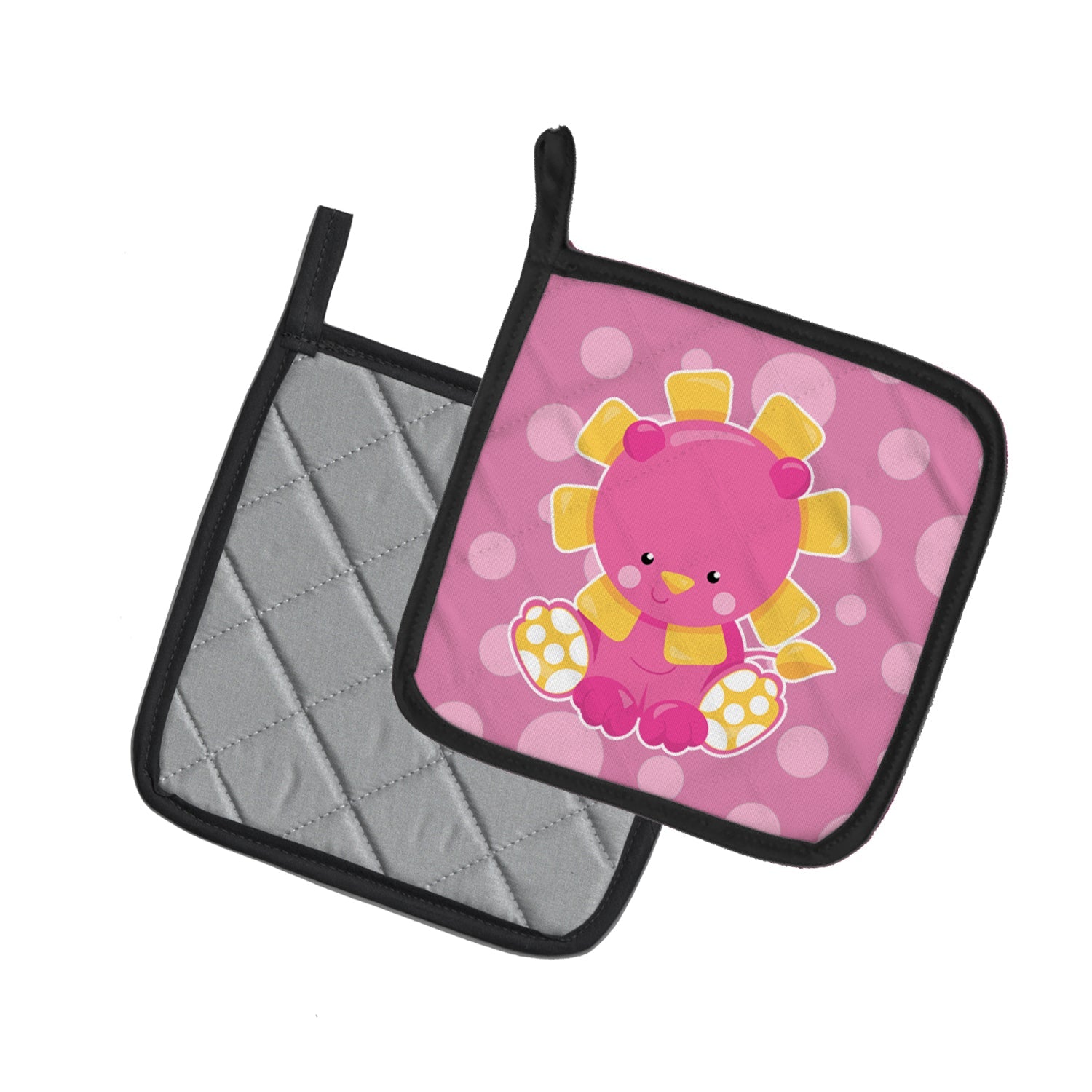 Girl Lion Pot Holder Set of 2 Heat Resistant Quilted Hot Pads 7.5 x 7.5 Inch, Insulated Kitchen Trivets for Cooking & Baking