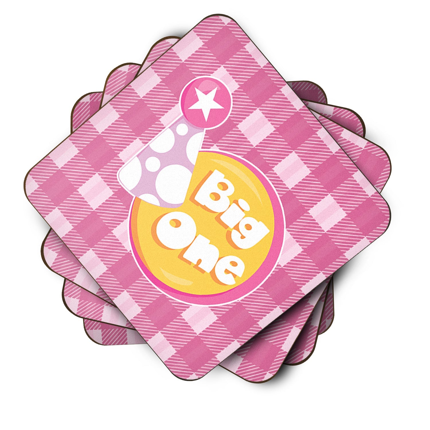 Girl Big One Foam Coasters Set of 4 Cup Coasters for Indoor Outdoor, Tabletop Protection, Anti Slip, Mouse pad Material