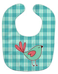 Bird on Blue Plaid Baby Bib Easy-Clean Baby Bib Baby Feeding Accessory Baby Mealtime Essential, 10 x 13, Multicolor