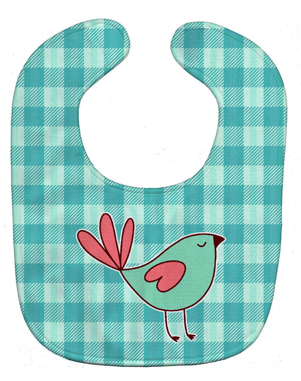 Bird on Blue Plaid Baby Bib Easy-Clean Baby Bib Baby Feeding Accessory Baby Mealtime Essential, 10 x 13, Multicolor