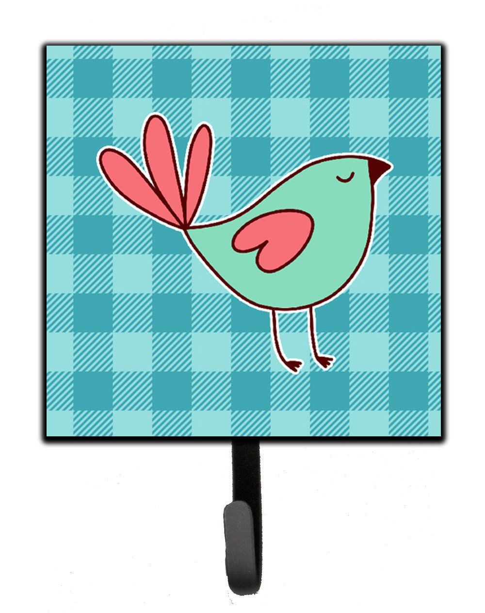 Bird on Blue Plaid Leash or Key Holder Wall Hooks, Key Hooks Holder, Coat Rack Wall Mount, Coat Hooks, Hooks for Hanging Keys, Towels, Aprons, Leashes