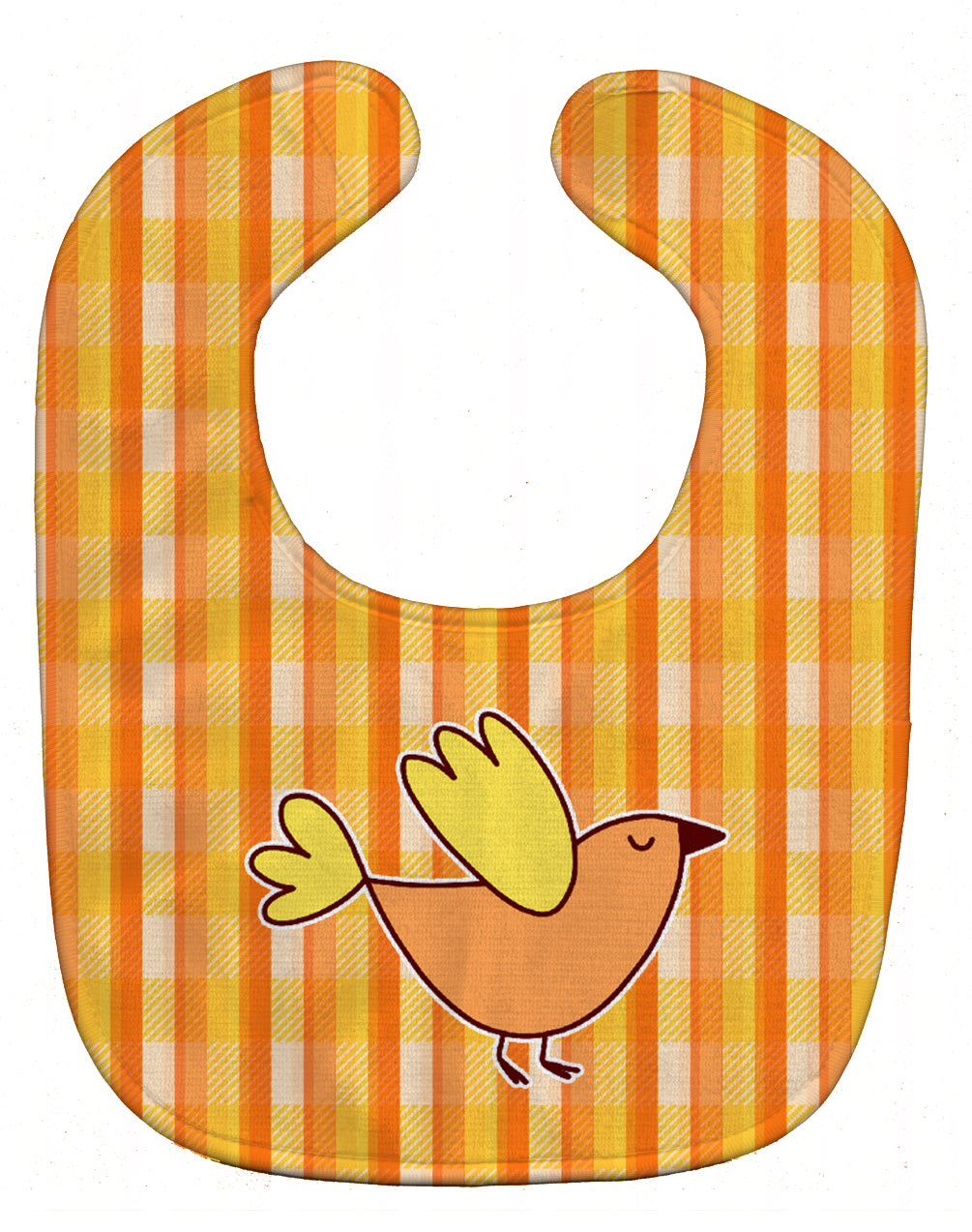 Bird on Orange Plaid Baby Bib Easy-Clean Baby Bib Baby Feeding Accessory Baby Mealtime Essential, 10 x 13, Multicolor