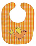 Bird on Orange Plaid Baby Bib Easy-Clean Baby Bib Baby Feeding Accessory Baby Mealtime Essential, 10 x 13, Multicolor