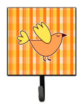 Bird on Orange Plaid Leash or Key Holder Wall Hooks, Key Hooks Holder, Coat Rack Wall Mount, Coat Hooks, Hooks for Hanging Keys, Towels, Aprons, Leashes