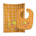 Bird on Orange Plaid Baby Bib & Burp Cloth Easy-Clean Baby Bib Baby Feeding Accessory Baby Mealtime Essential