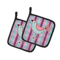 Bird on Purple Plaid Pot Holder Set of 2 Heat Resistant Quilted Hot Pads 7.5 x 7.5 Inch, Insulated Kitchen Trivets for Cooking & Baking