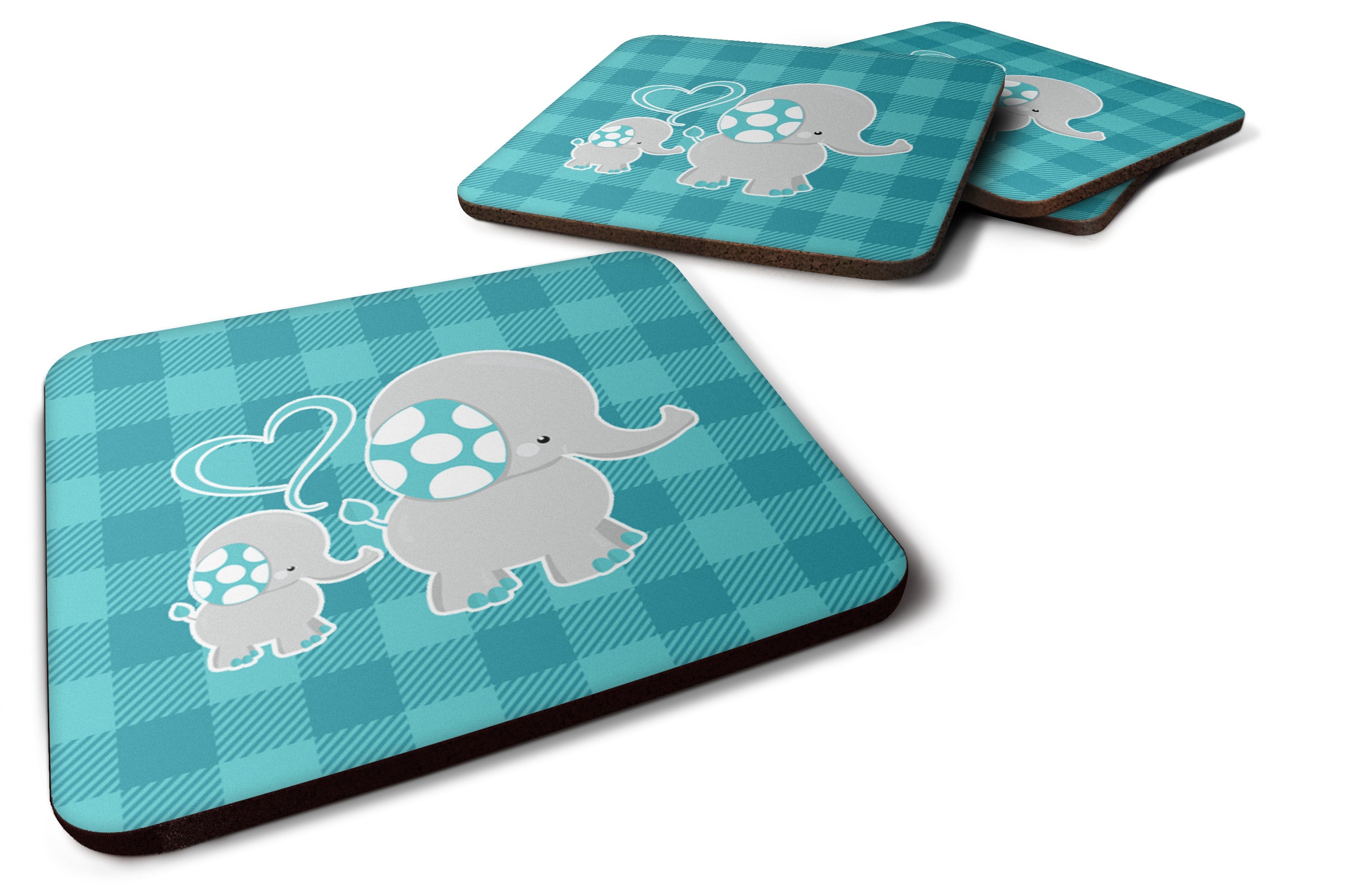 Mommy and Baby Elephant Foam Coasters Set of 4 Cup Coasters for Indoor Outdoor, Tabletop Protection, Anti Slip, Mouse pad Material
