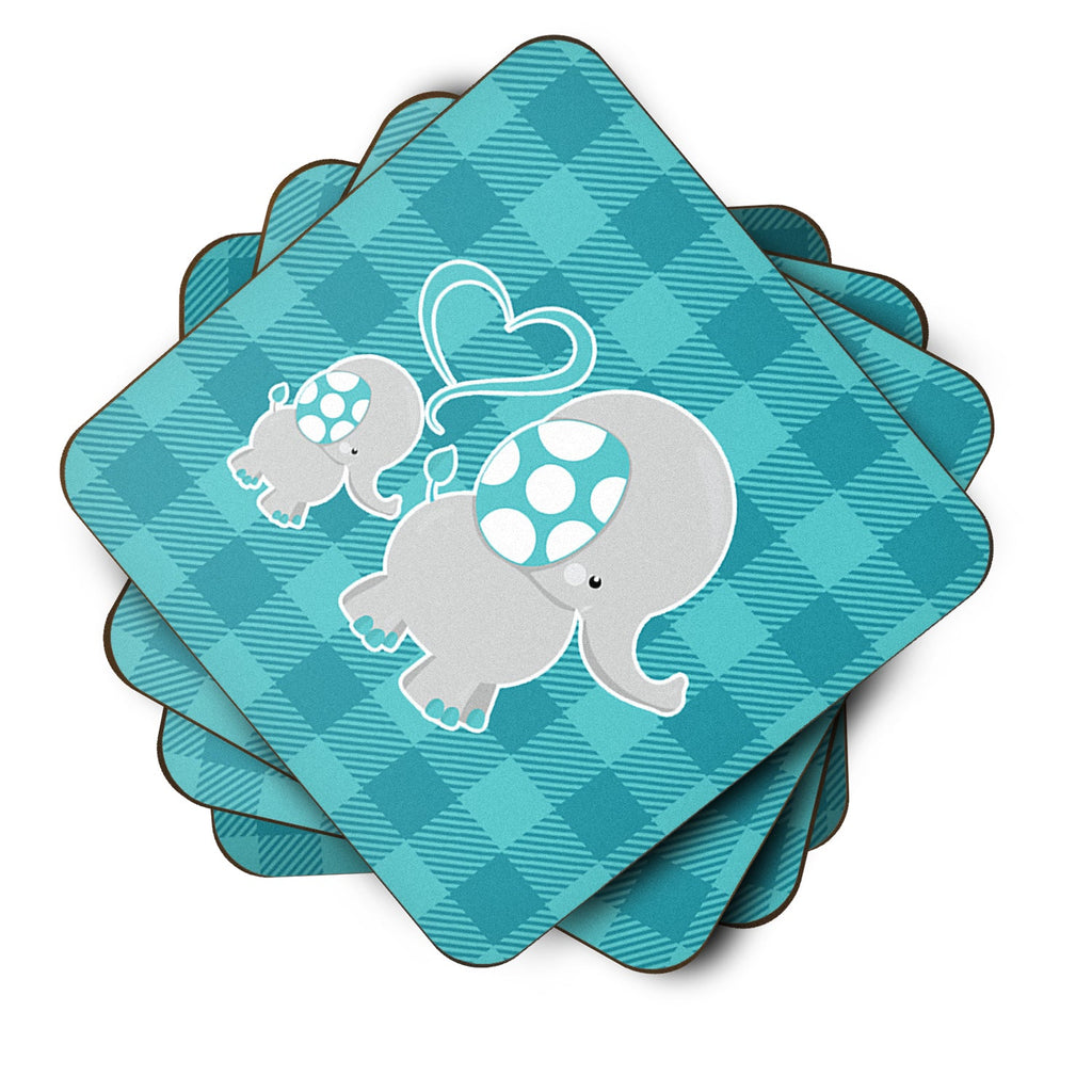Mommy and Baby Elephant Foam Coasters Set of 4 Cup Coasters for Indoor Outdoor, Tabletop Protection, Anti Slip, Mouse pad Material