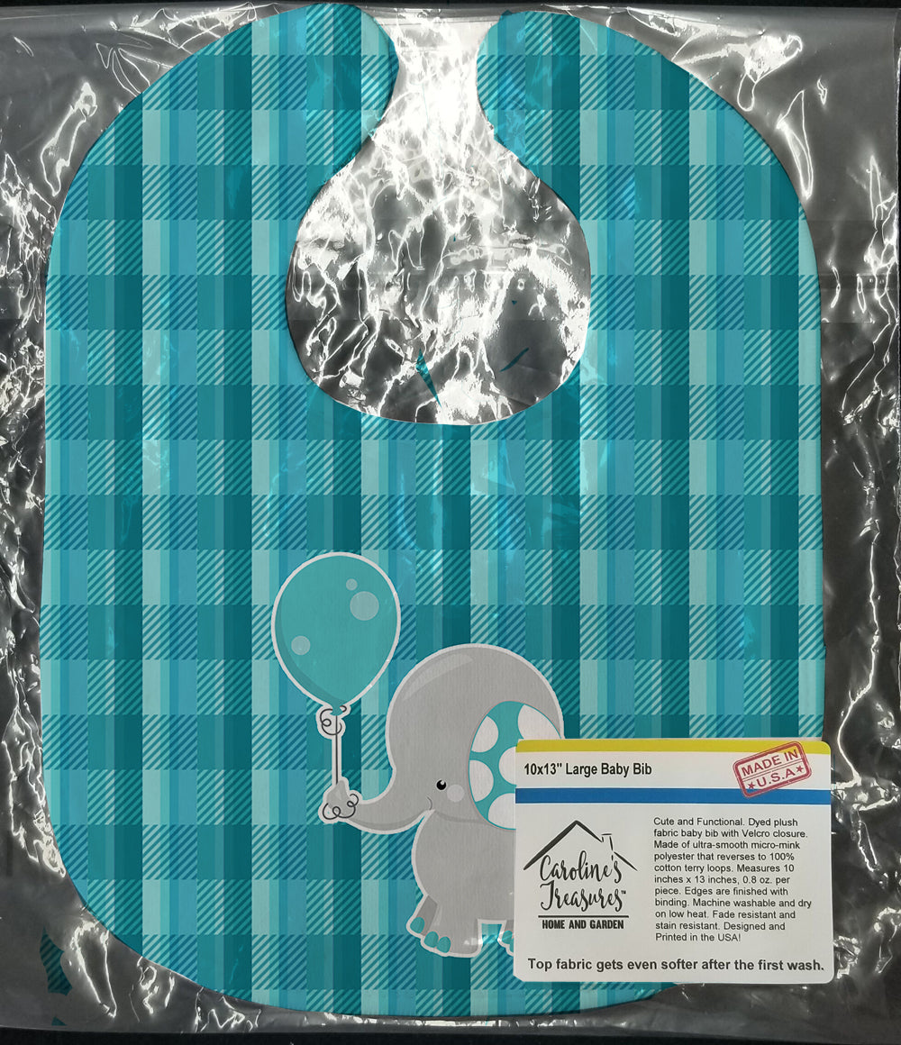 Elephant with Balloon Baby Bib Easy-Clean Baby Bib Baby Feeding Accessory Baby Mealtime Essential, 10 x 13, Multicolor