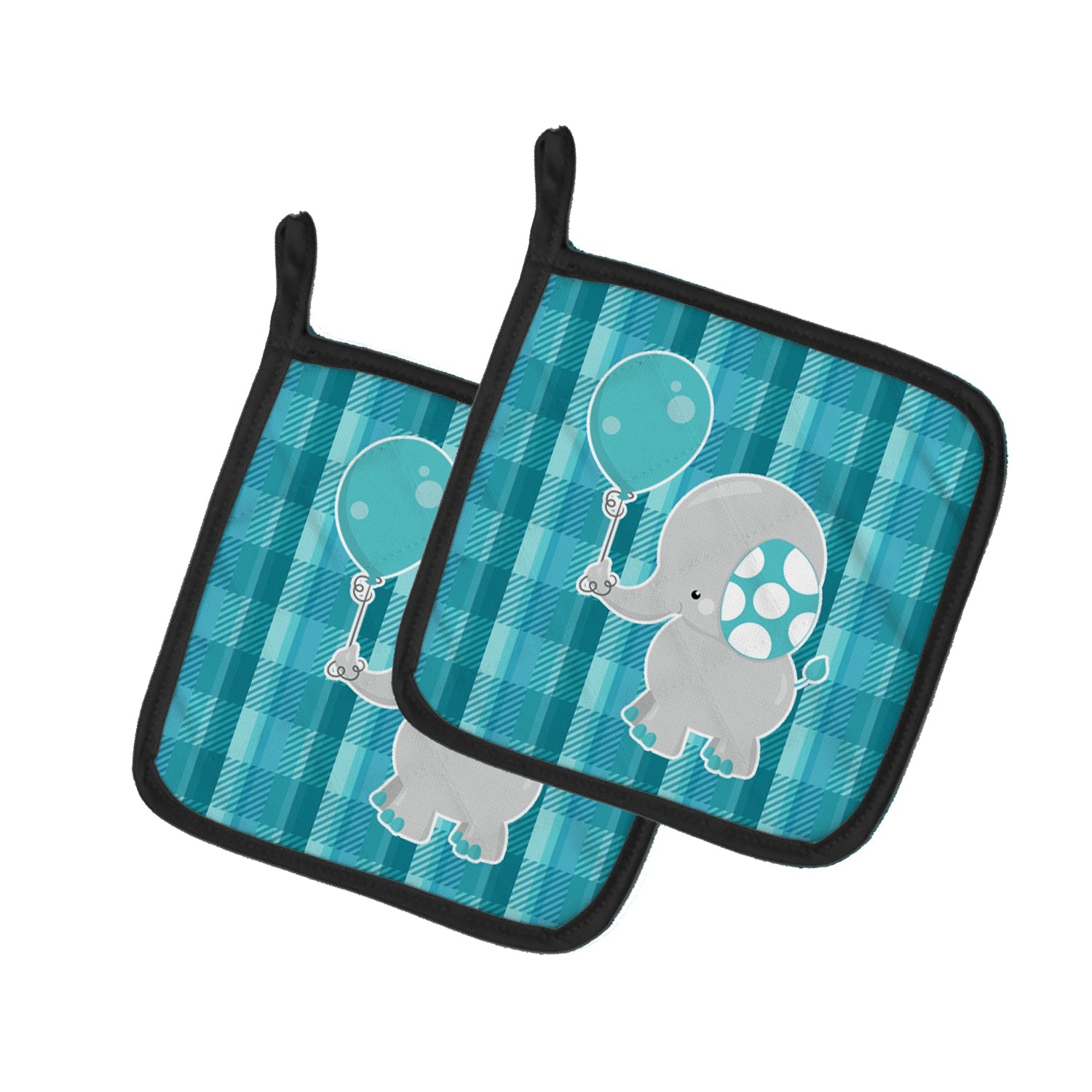 Elephant with Balloon Pot Holder Set of 2 Heat Resistant Quilted Hot Pads 7.5 x 7.5 Inch, Insulated Kitchen Trivets for Cooking & Baking