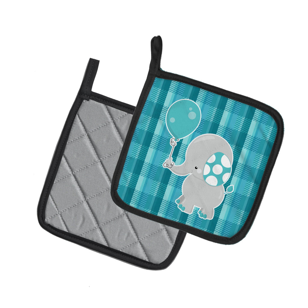 Elephant with Balloon Pot Holder Set of 2 Heat Resistant Quilted Hot Pads 7.5 x 7.5 Inch, Insulated Kitchen Trivets for Cooking & Baking