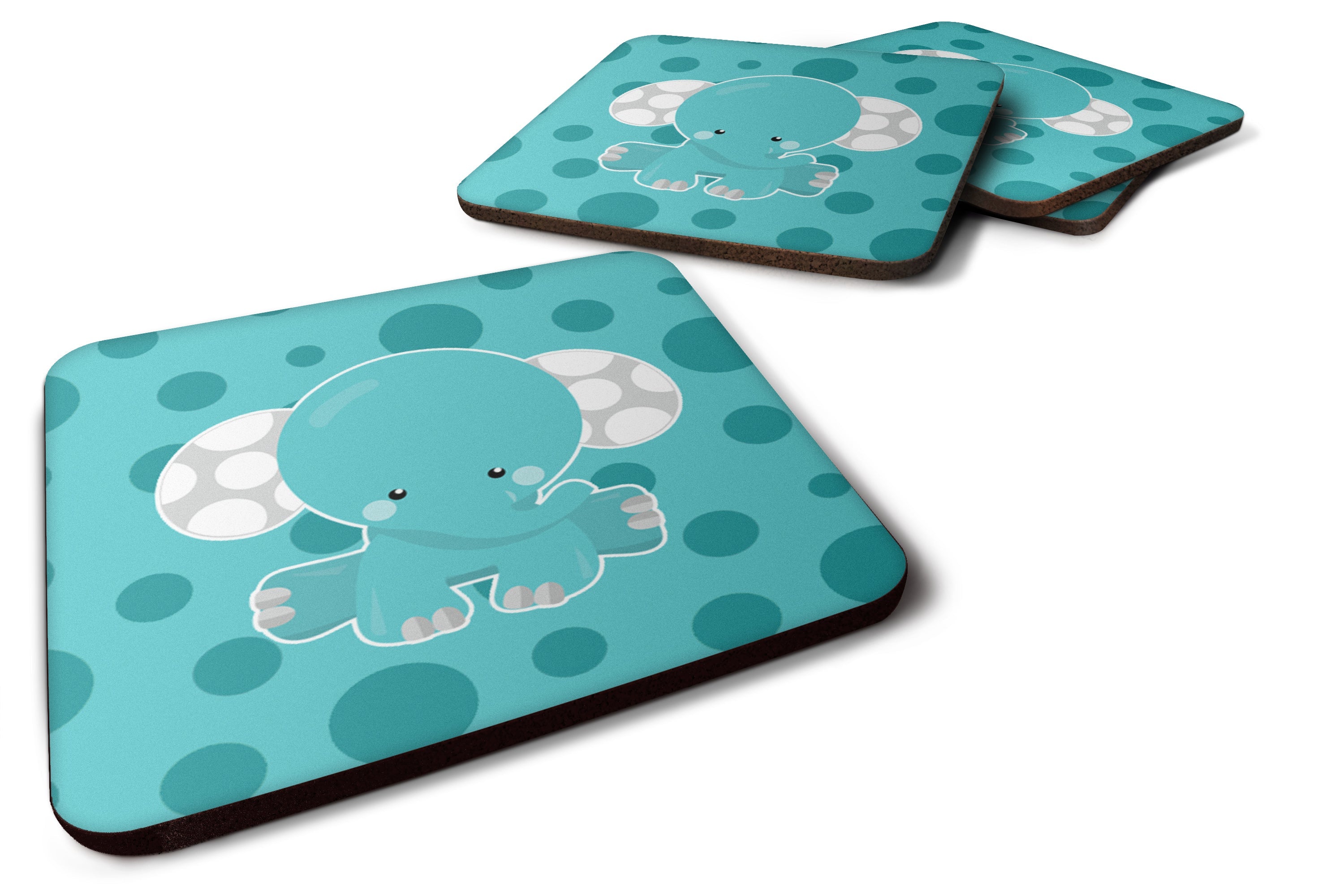 Polkadot Elephant Foam Coasters Set of 4 Cup Coasters for Indoor Outdoor, Tabletop Protection, Anti Slip, Mouse pad Material