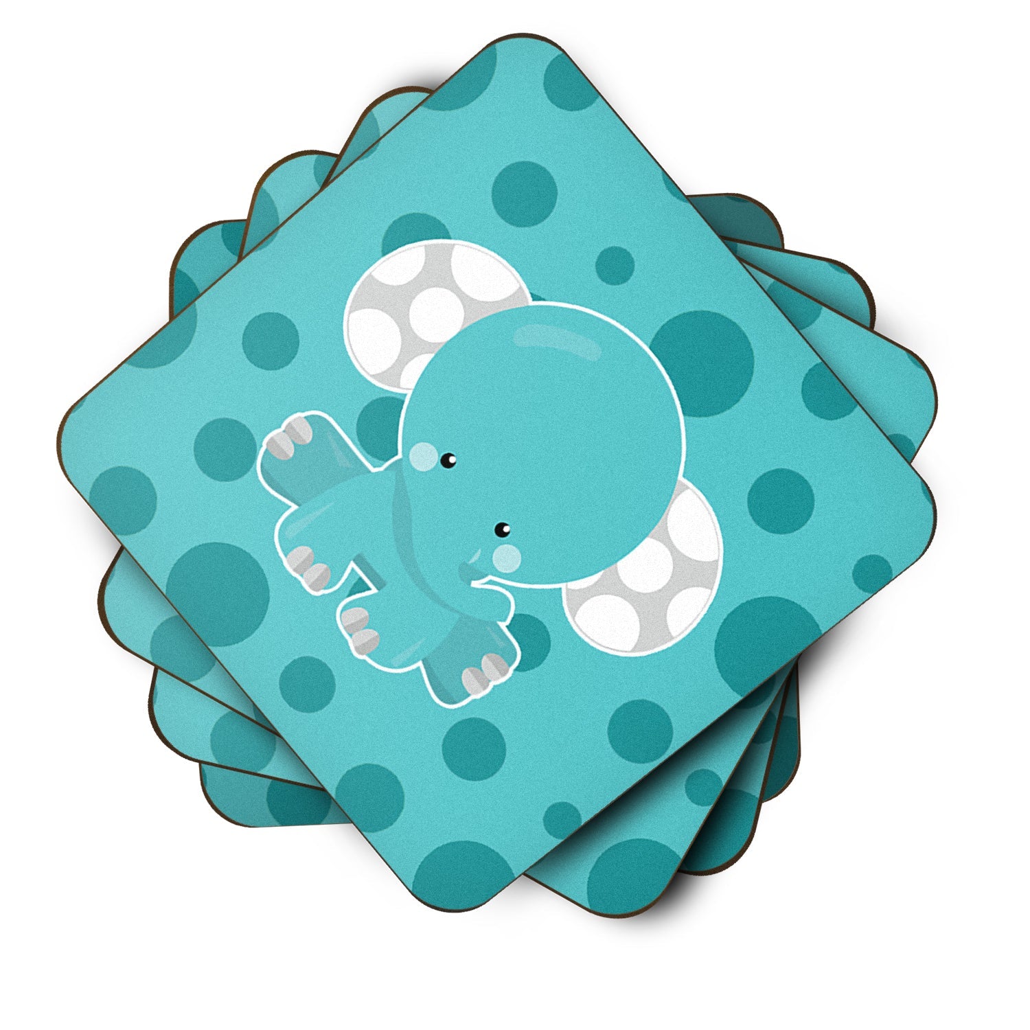 Polkadot Elephant Foam Coasters Set of 4 Cup Coasters for Indoor Outdoor, Tabletop Protection, Anti Slip, Mouse pad Material