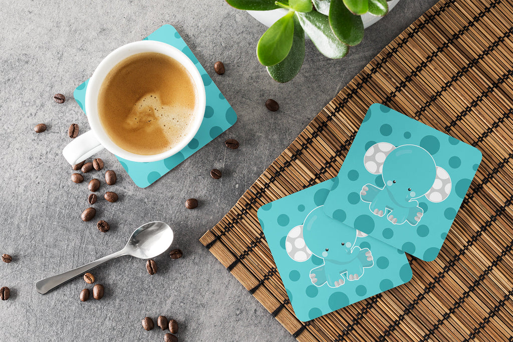Polkadot Elephant Foam Coasters Set of 4 Cup Coasters for Indoor Outdoor, Tabletop Protection, Anti Slip, Mouse pad Material