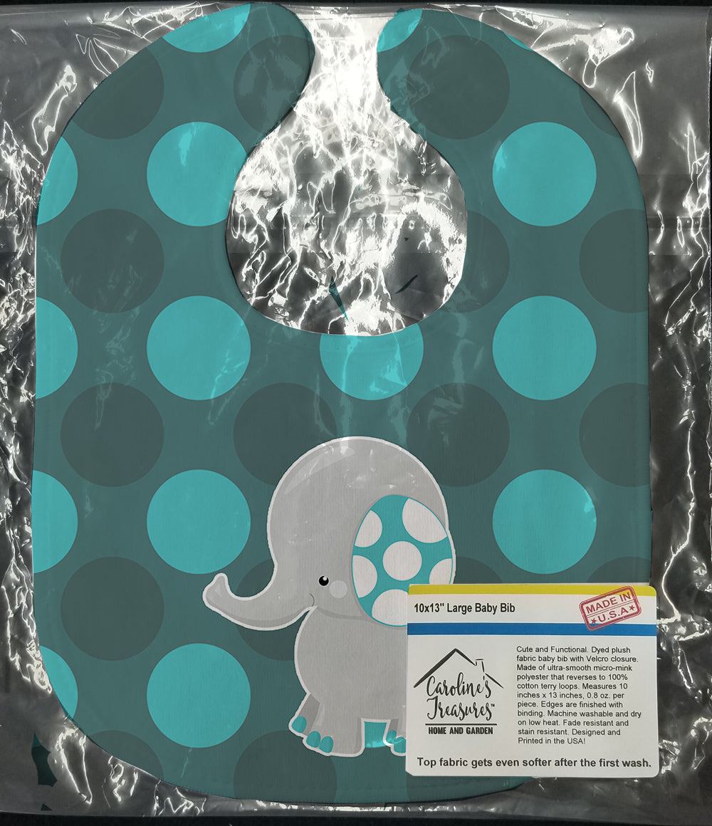 Polkadot Grey Elephant Baby Bib Easy-Clean Baby Bib Baby Feeding Accessory Baby Mealtime Essential, 10 x 13, Multicolor