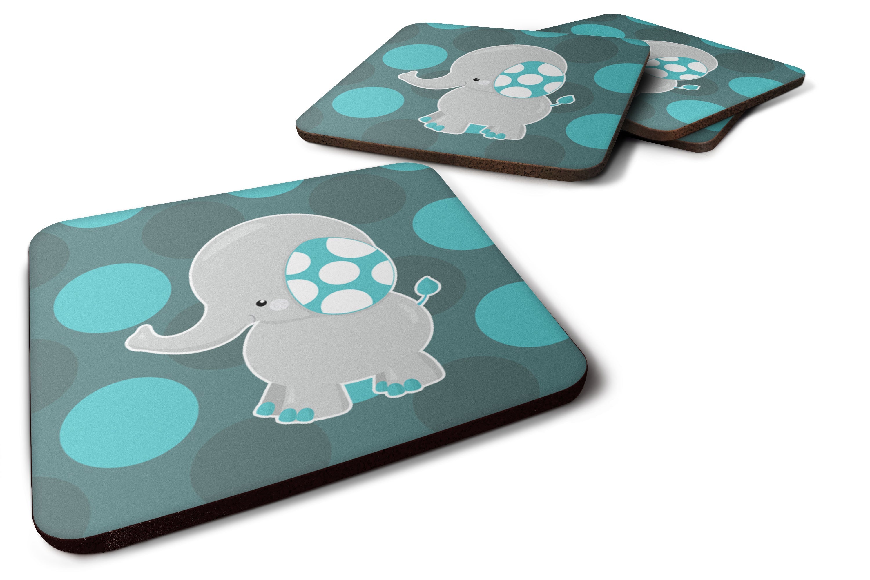 Polkadot Grey Elephant Foam Coasters Set of 4 Cup Coasters for Indoor Outdoor, Tabletop Protection, Anti Slip, Mouse pad Material