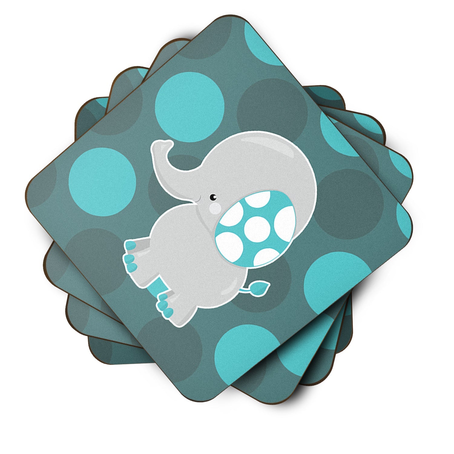 Polkadot Grey Elephant Foam Coasters Set of 4 Cup Coasters for Indoor Outdoor, Tabletop Protection, Anti Slip, Mouse pad Material