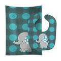 Polkadot Grey Elephant Baby Bib & Burp Cloth Easy-Clean Baby Bib Baby Feeding Accessory Baby Mealtime Essential
