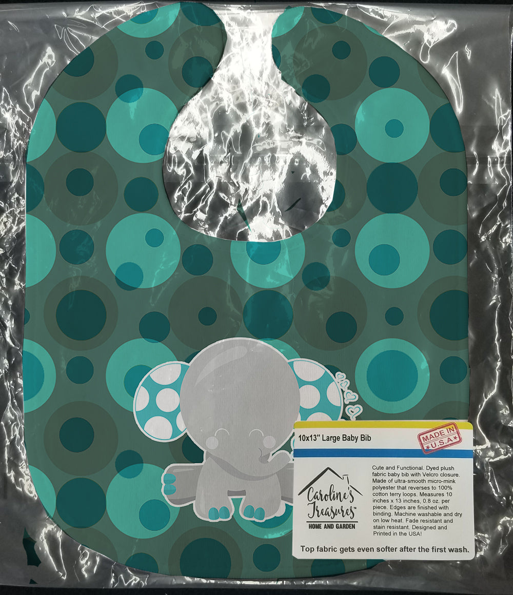 Polkadot Naptime Elephant Baby Bib Easy-Clean Baby Bib Baby Feeding Accessory Baby Mealtime Essential, 10 x 13, Multicolor