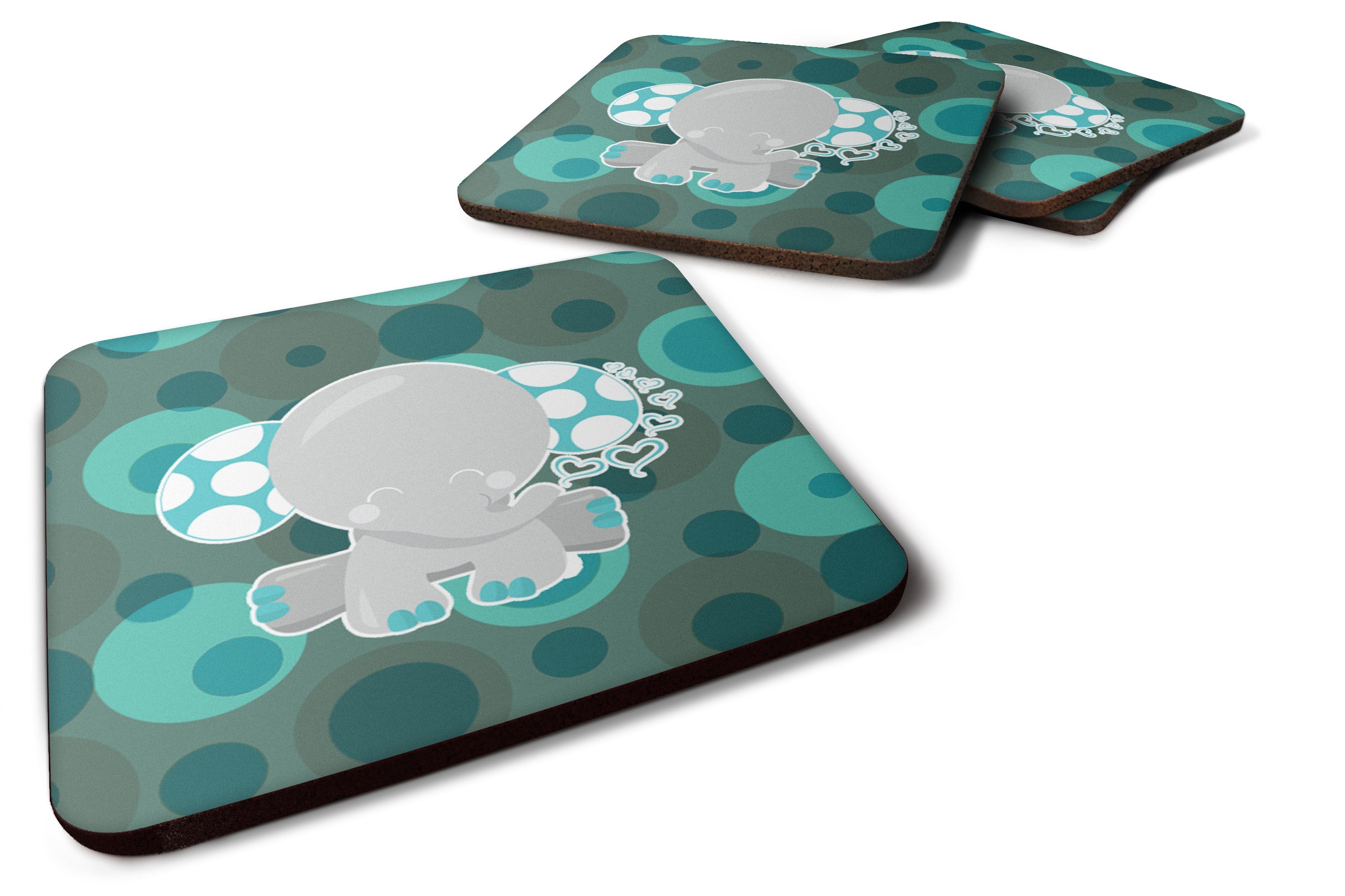 Polkadot Naptime Elephant Foam Coasters Set of 4 Cup Coasters for Indoor Outdoor, Tabletop Protection, Anti Slip, Mouse pad Material