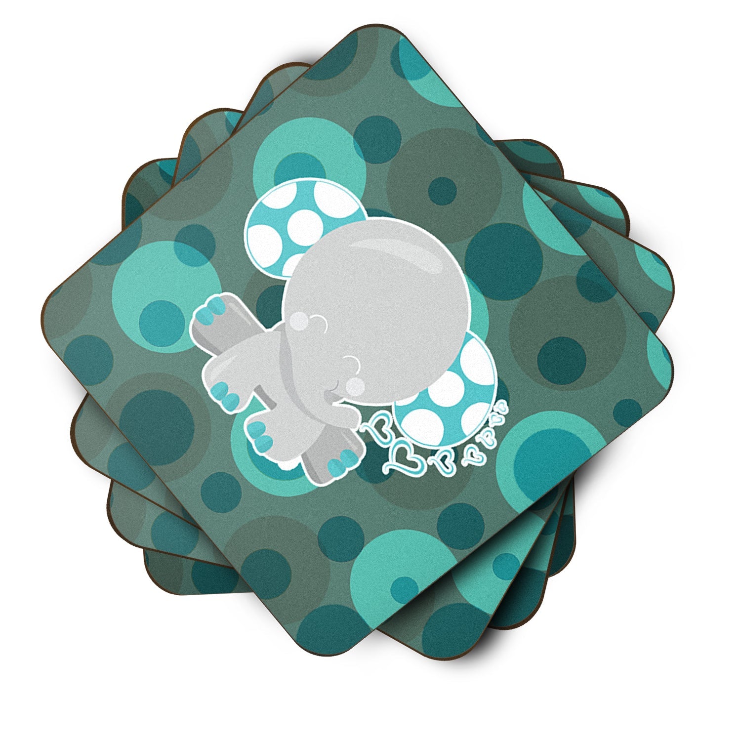 Polkadot Naptime Elephant Foam Coasters Set of 4 Cup Coasters for Indoor Outdoor, Tabletop Protection, Anti Slip, Mouse pad Material