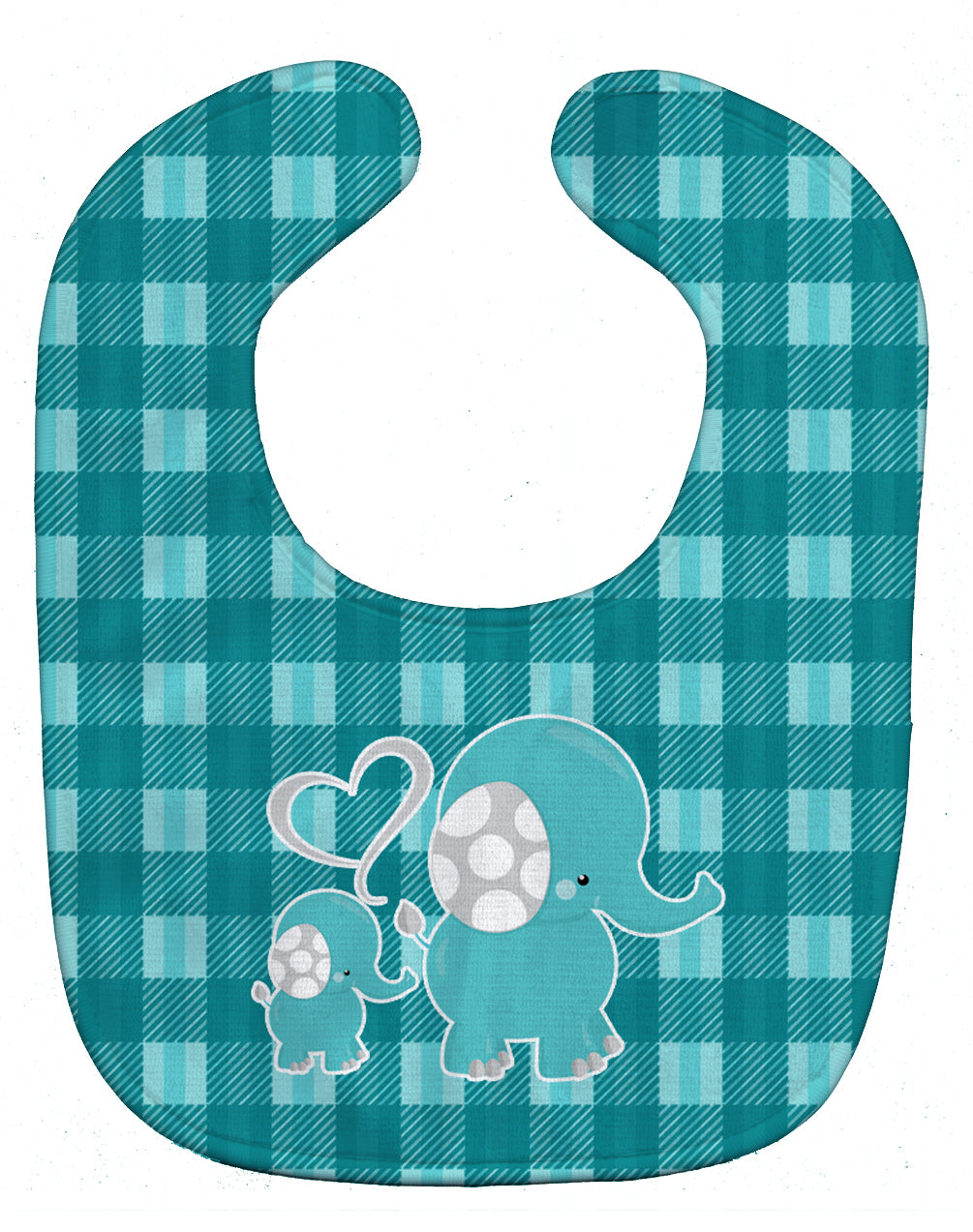 Plaid Momma and Baby Elephant Baby Bib Easy-Clean Baby Bib Baby Feeding Accessory Baby Mealtime Essential, 10 x 13, Multicolor