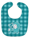 Plaid Momma and Baby Elephant Baby Bib Easy-Clean Baby Bib Baby Feeding Accessory Baby Mealtime Essential, 10 x 13, Multicolor
