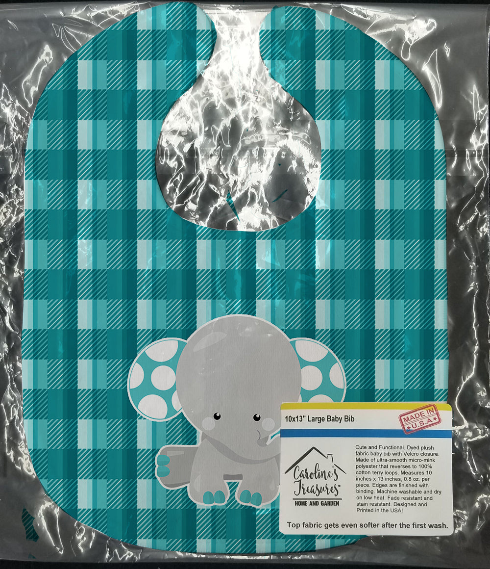 Plaid Elephant Baby Bib Easy-Clean Baby Bib Baby Feeding Accessory Baby Mealtime Essential, 10 x 13, Multicolor
