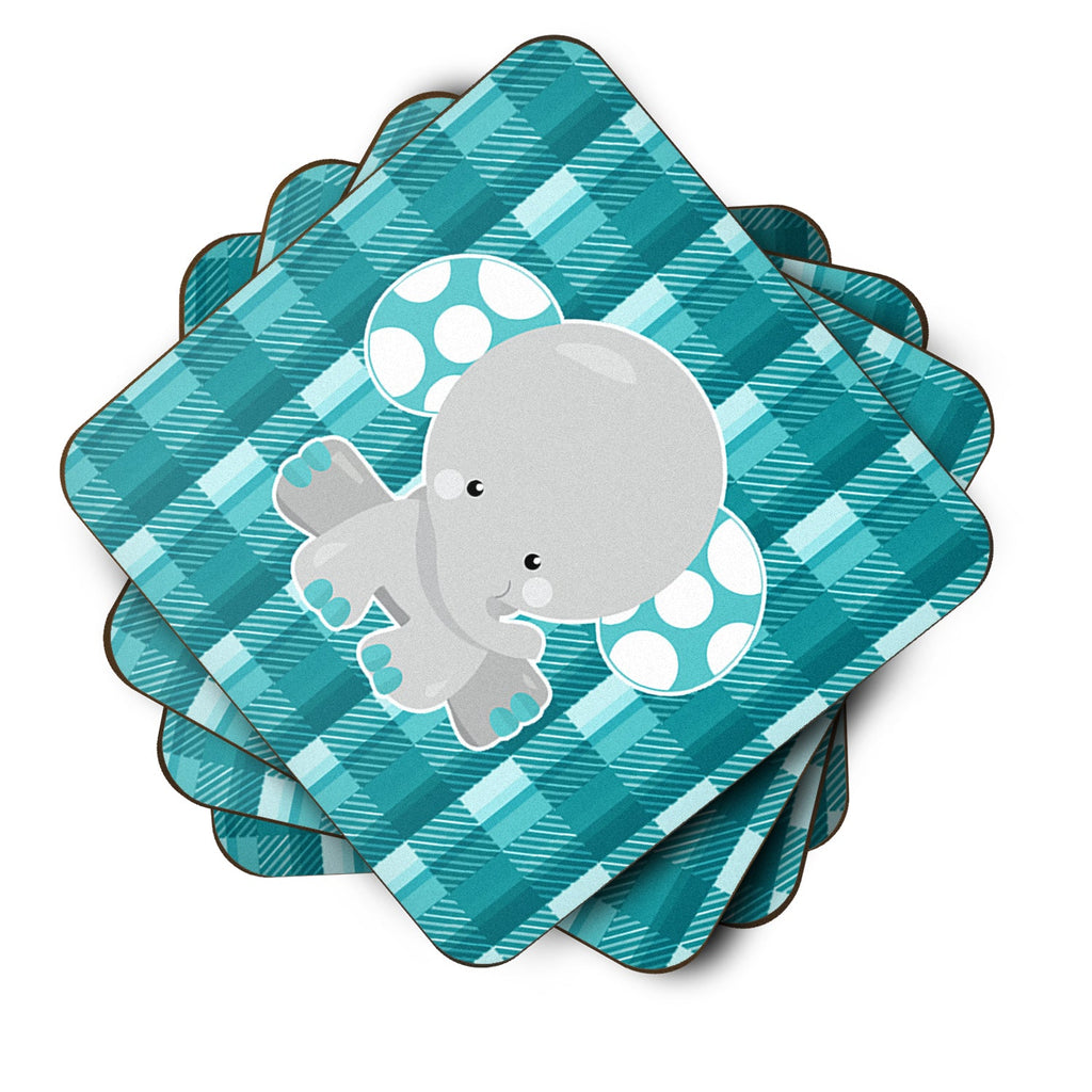 Plaid Elephant Foam Coasters Set of 4 Cup Coasters for Indoor Outdoor, Tabletop Protection, Anti Slip, Mouse pad Material
