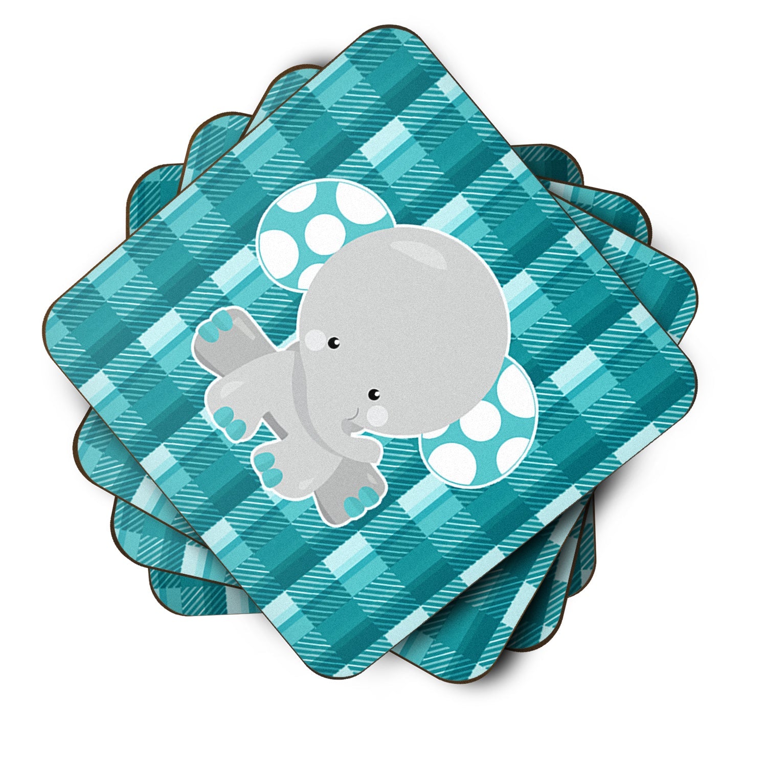 Plaid Elephant Foam Coasters Set of 4 Cup Coasters for Indoor Outdoor, Tabletop Protection, Anti Slip, Mouse pad Material