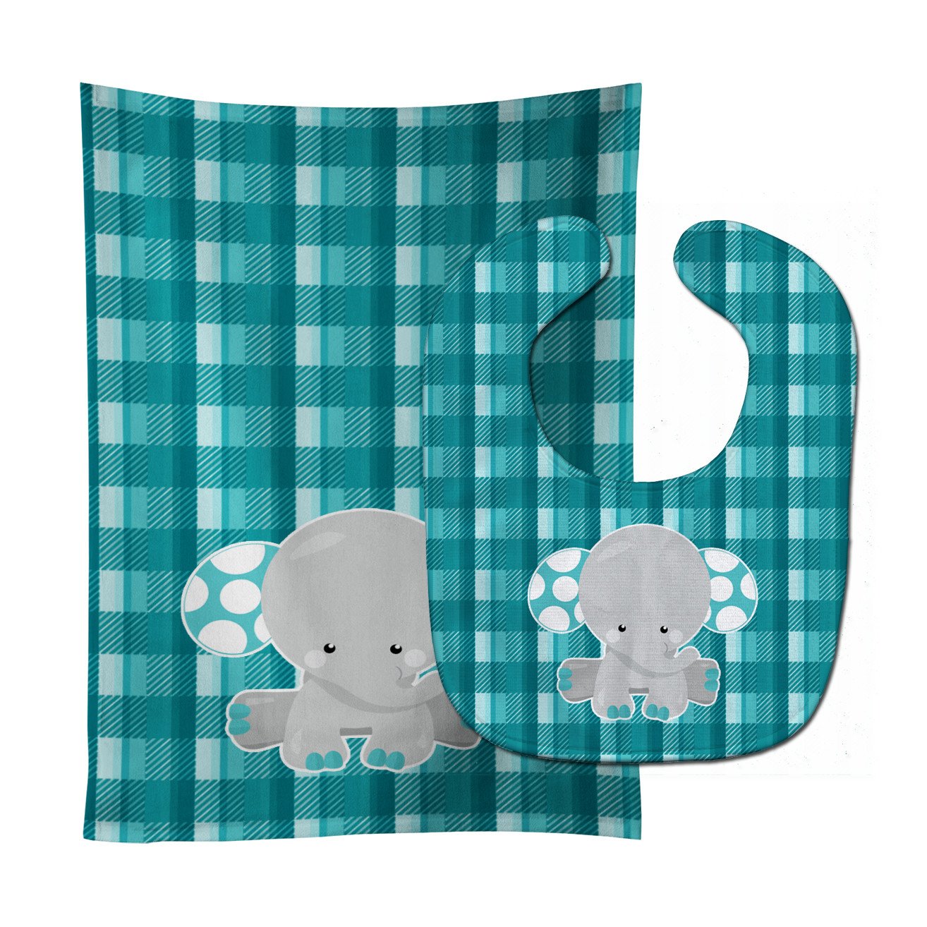 Plaid Elephant Baby Bib & Burp Cloth Easy-Clean Baby Bib Baby Feeding Accessory Baby Mealtime Essential