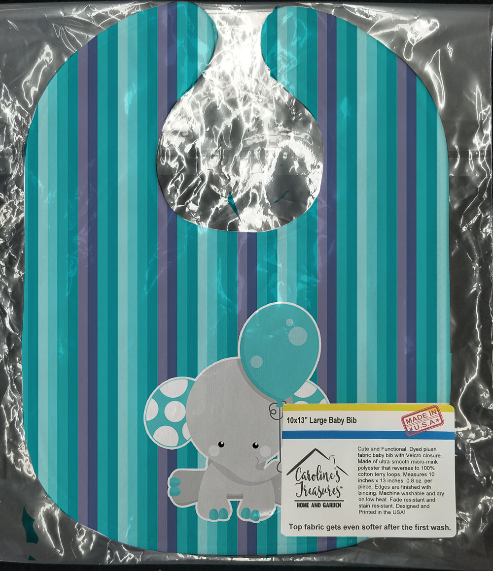 Grey Elephant with Balloon Baby Bib Easy-Clean Baby Bib Baby Feeding Accessory Baby Mealtime Essential, 10 x 13, Multicolor