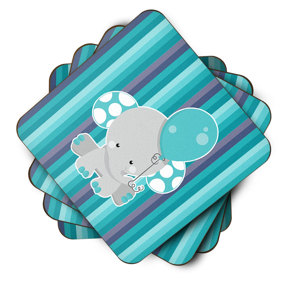 Grey Elephant with Balloon Foam Coasters Set of 4 Cup Coasters for Indoor Outdoor, Tabletop Protection, Anti Slip, Mouse pad Material