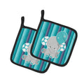 Grey Elephant with Balloon Pot Holder Set of 2 Heat Resistant Quilted Hot Pads 7.5 x 7.5 Inch, Insulated Kitchen Trivets for Cooking & Baking